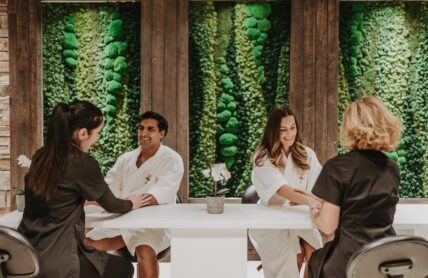A couple receiving a Spa Manicure at 100 Fountain Spa in Niagara-on-the-Lake.