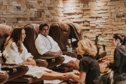 A couple receiving a pedicure at 100 Fountain Spa in Niagara-on-the-Lake.