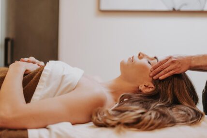 A bride receiving the Nature’s Gift holistic treatment at 100 Fountain Spa in Niagara-on-the-Lake.