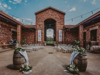 Courtyard Ceremony The Hare Wine Co. Wedding Niagara on the Lake