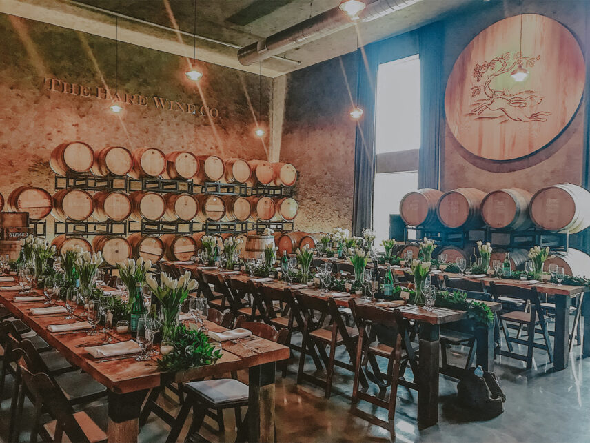 Barrel room at The Hare Wine Co. in Niagara-on-the-Lake.