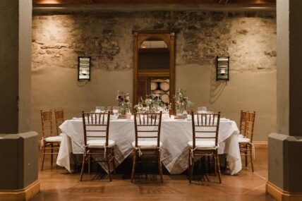 An intimate wedding reception in Vintner’s Cellar at Inn On The Twenty in Jordan Village.
