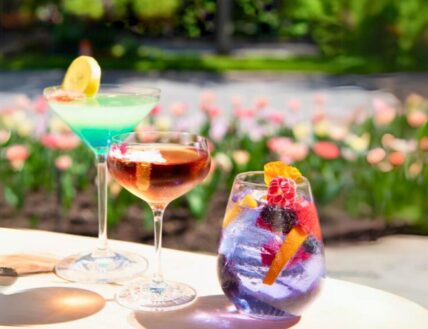 Drinks on the patio at Churchill Lounge in Niagara-on-the-Lake.