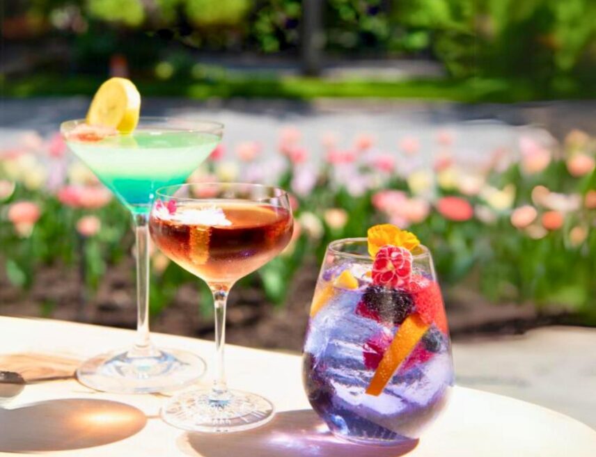 Drinks on the patio at Churchill Lounge in Niagara-on-the-Lake.