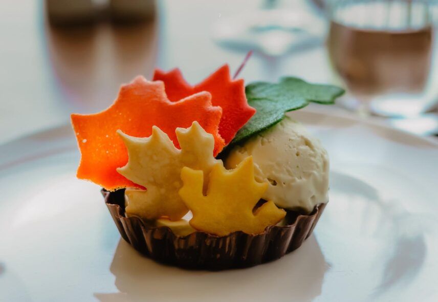 Signature maple dessert served at Headwaters Restaurant in Caledon.