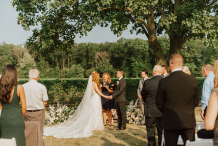 A couple getting married at the Hare & Wine Co.