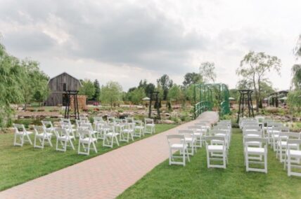 Outdoor garden wedding venue at Pillar and Post, in Niagara-on-the-lake.