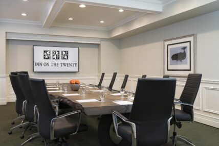 A boardroom inside Inn On The Twenty hotel in Jordan, Ontario.