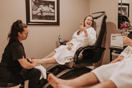 A couple receiving a Classic Pedicure at Spa On The Twenty in the Niagara Benchlands.