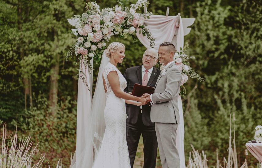 Couple getting married at The Escarpment Site wedding venue at Inn On The Twenty in Jordan Village