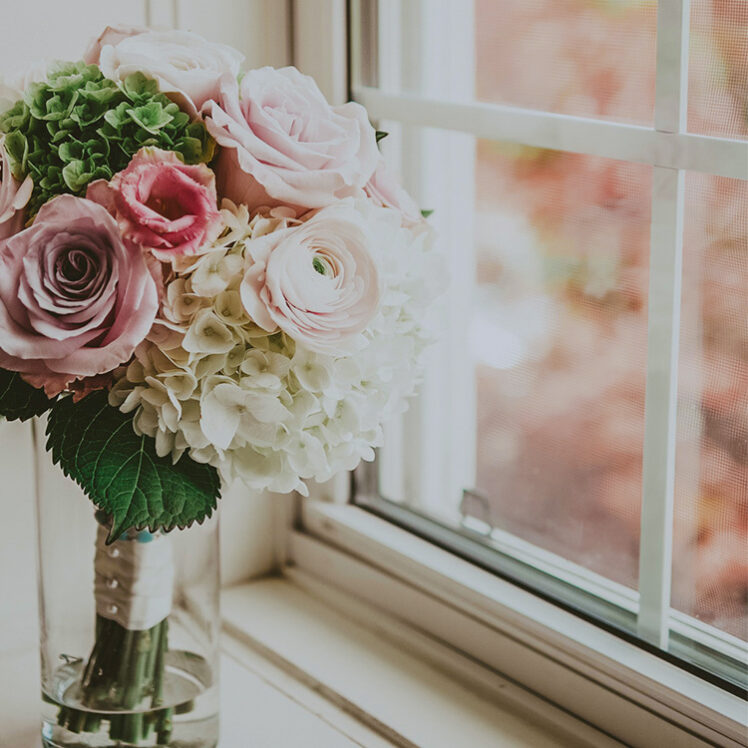 Bridal bouquet on wedding day at Inn On The Twenty in Jordan Village