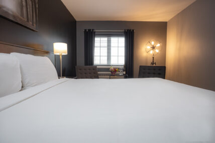 The bedroom at Jordan House hotel in Niagara-on-the-Lake, Ontario.