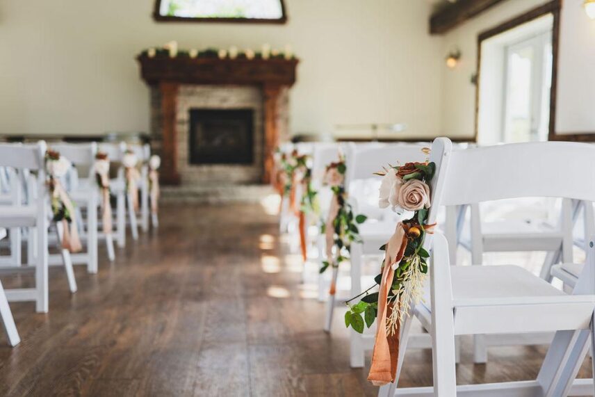 A wedding ceremony at The Vineyard Retreat venue in Jordan Village.