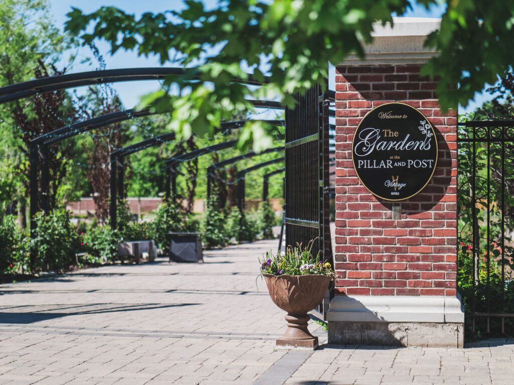 Entrance to the Gardens at Pillar and Post in Niagara-on-the-Lake.