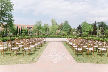 A wedding ceremony at La Roserie in The Gardens at Pillar and Post.