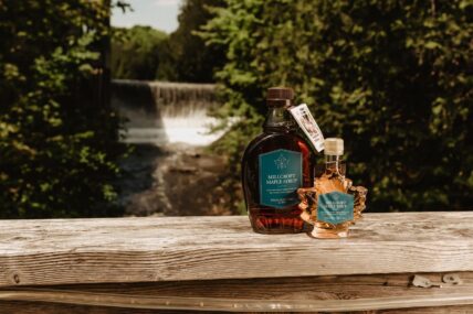 Freshly tapped maple syrup packaged at Millcroft Inn & Spa in Caledon.
