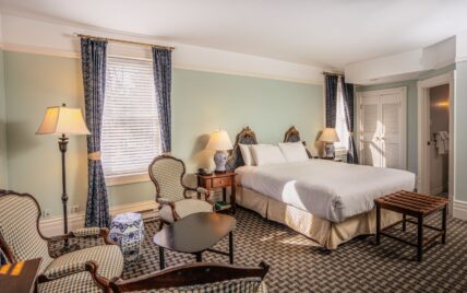 The Manor House Guest Room bedding at Millcroft Inn & Spa in Caledon