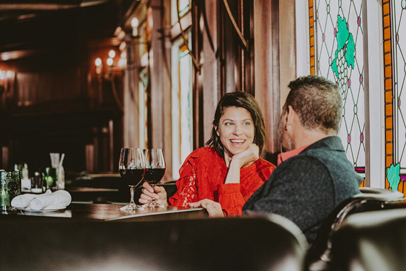 A couple enjoying birthday celebrations at Tiara restaurant in Niagara on the Lake