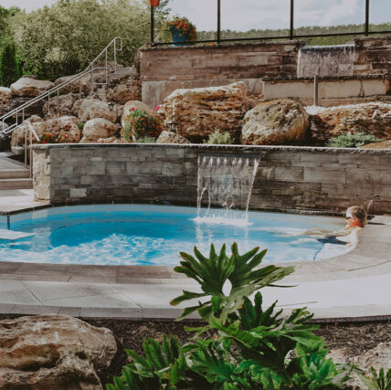 The outdoor hot spring pools at Millcroft Inn & Spa in Caledon, Ontario.
