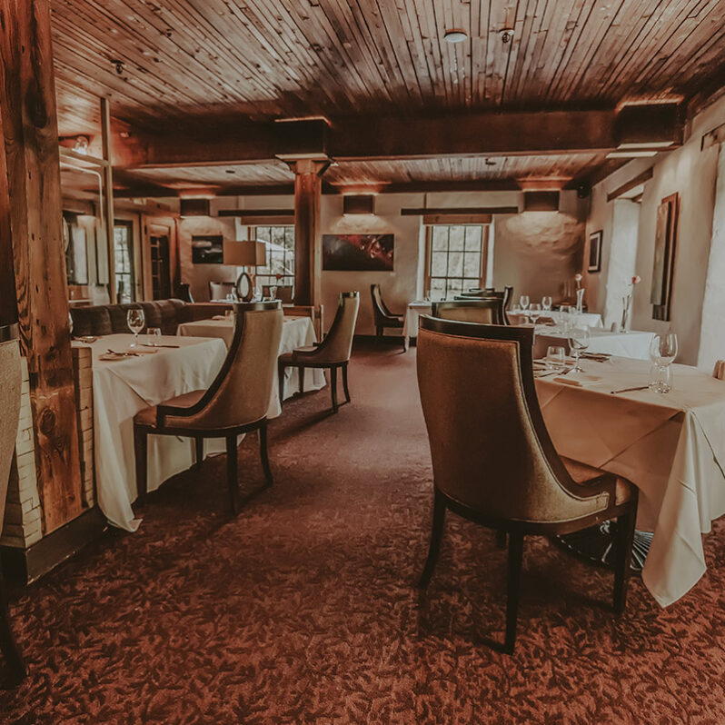 Warm ambience and fine art in Headwaters Restaurant at Millcroft Inn & Spa in Caledon