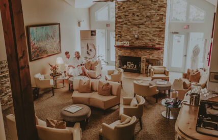 A couple enjoying the soothing atmosphere at Millcroft Spa before a spa treatment.