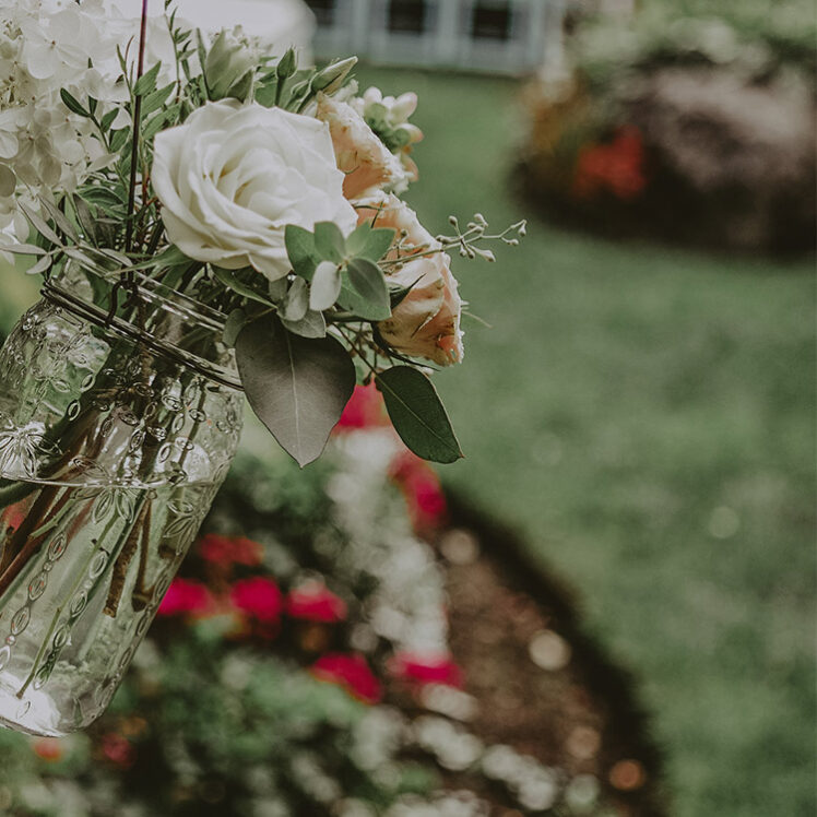 Floral arrangements at the lush countryside wedding venues in Millcroft Inn & Spa in Caledon