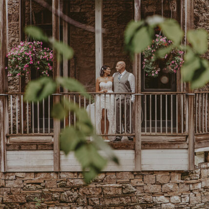 Newlyweds at vintage-inspired aesthetic wedding venues at Millcroft Inn & Spa in Caledon