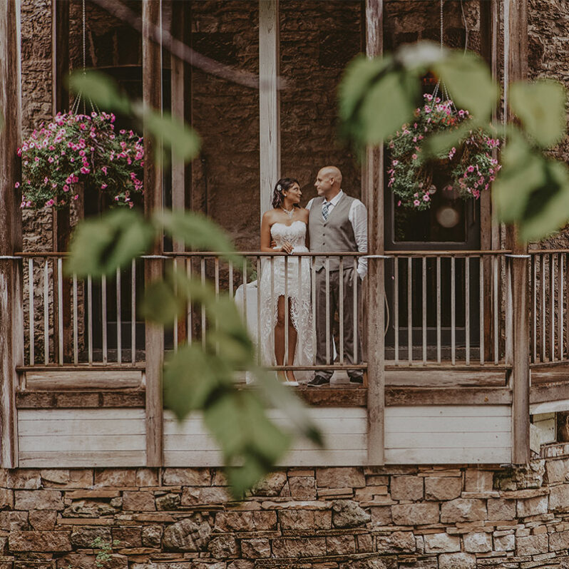 Newlyweds at vintage-inspired aesthetic wedding venues at Millcroft Inn & Spa in Caledon