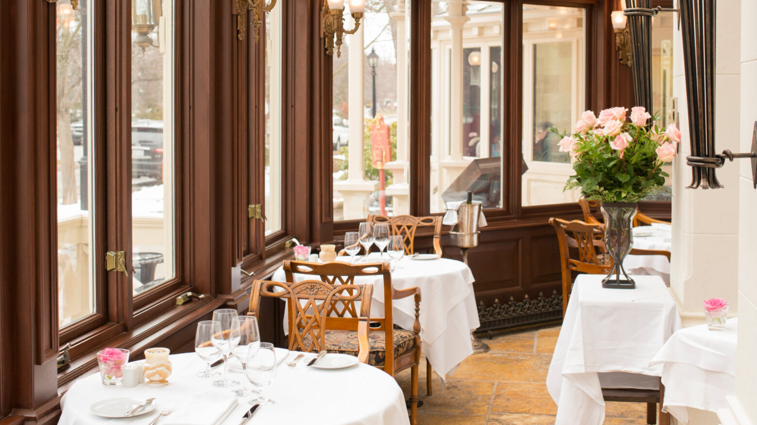 Tables set for Easter Brunch in Niagara on the Lake