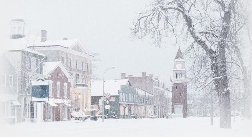 Old Town Niagara-on-the-Lake covered in snow.
