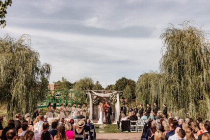 A couple getting married in The Gardens at Pillar and Post.