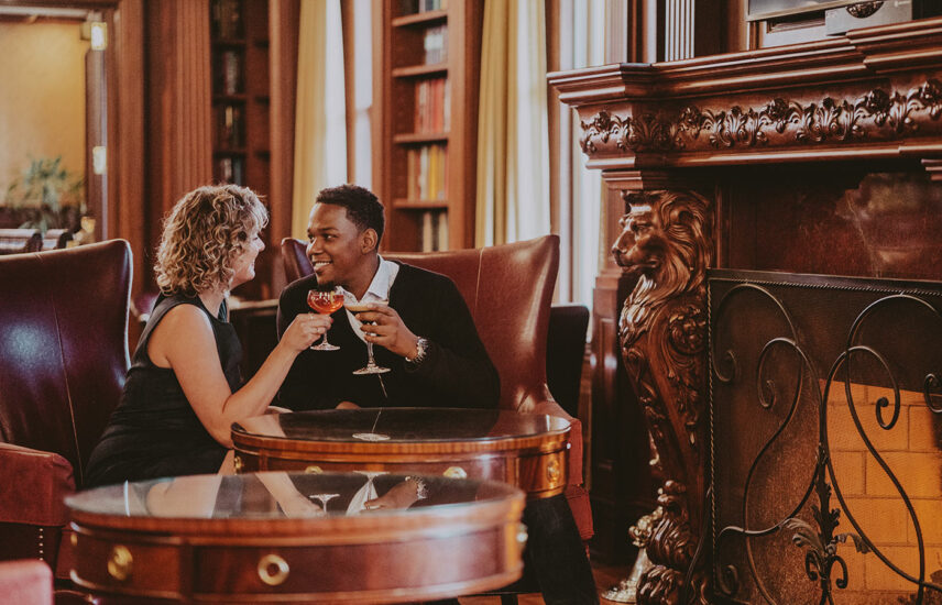 Couple toasting at Churchill Lounge at the Prince of Wales Hotel at Niagara-on-the-Lake