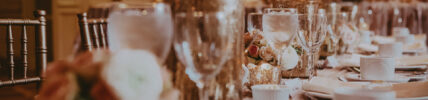 Wedding reception table setting by vendors at the Prince of Wales Hotel on Niagara-on-the-Lake