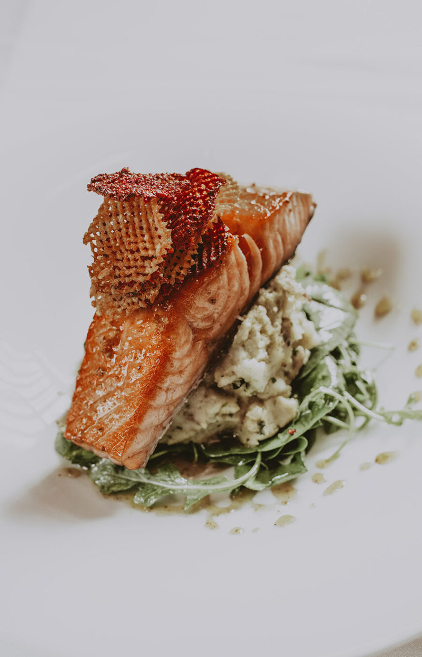 Top-class salmon served in Cannery Restaurant at the Pillar & Post Hotel in Niagara-on-the-Lake