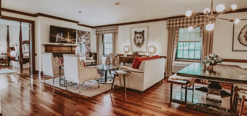 Vintage guest rooms celebrating the history of Pillar and Post in Niagara on the Lake