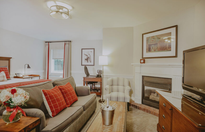 Premium Guest Room seating area at the Pillar & Post Hotel in Niagara-on-the-Lake
