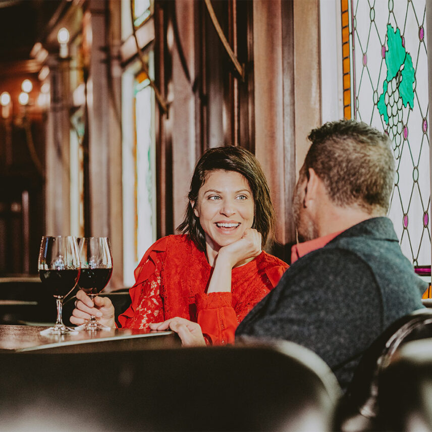 Couple enjoying dining amenities at Bacchus Lounge in Niagara-on-the-Lake