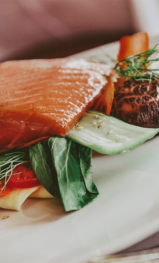 Juicy salmon served at Tiara Restaurant at the Queens Landing Hotel in Niagara-on-the-Lake