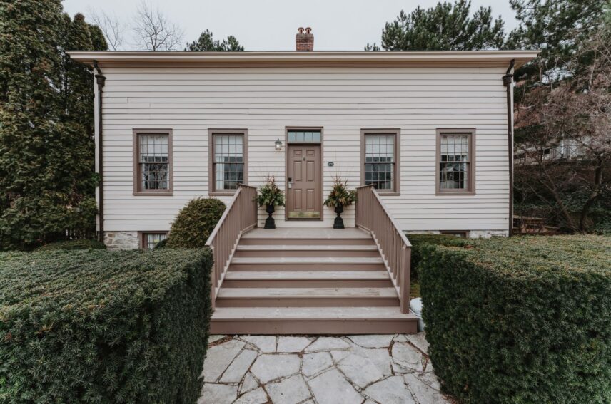Exterior of the Dockmaster Suites at the Queen's Landing hotel in Niagara-on-the-Lake.