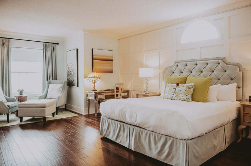 Modern guest suite decor at the Queens Landing Hotel in Niagara-on-the-Lake