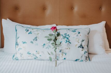 Traditional Guest Room Bed at the Queen's Landing hotel in Niagara-on-the-Lake.
