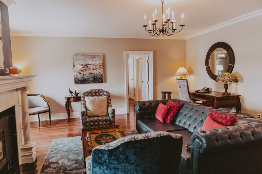 Seating area in Royal Suite at the Queens Landing Hotel in Niagara-on-the-Lake