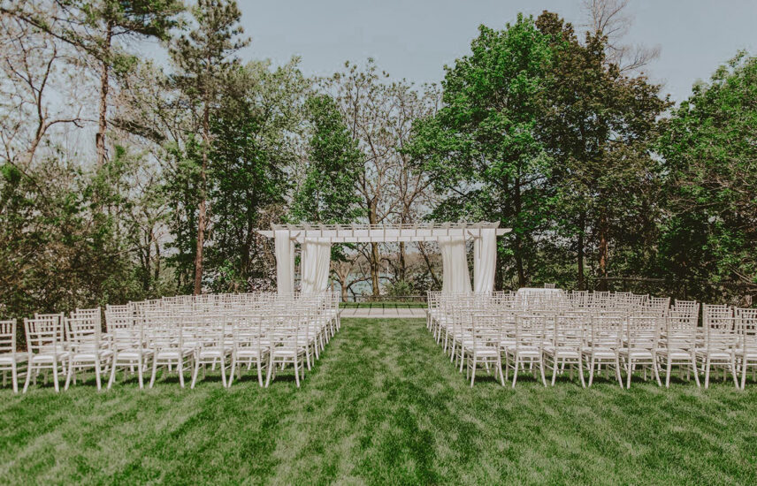 Water View Garden wedding venue aisle view at the Queens Landing Hotel in Niagara-on-the-Lake