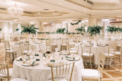 Seasonal greenery used to decorate a winter wedding at Queen’s Landing