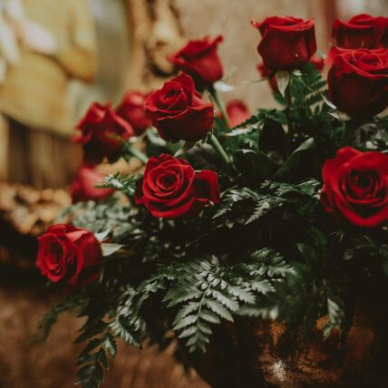 Red roses arrangement at Pillar and Post