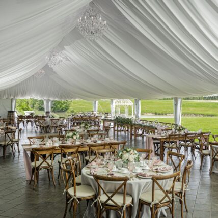 The tent for outdoor winery weddings at Sue Ann Staff Estate Winery in Jordan Ontario