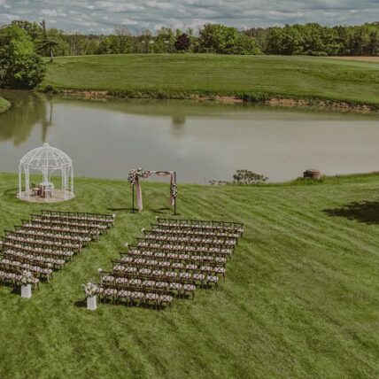 Wedding ceremony set up on the grounds at Sue-Ann Staff winery in Niagara-on-the-Lake.