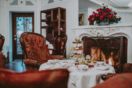 Afternoon tea served in The Drawing Room at the Prince of Wales hotel.