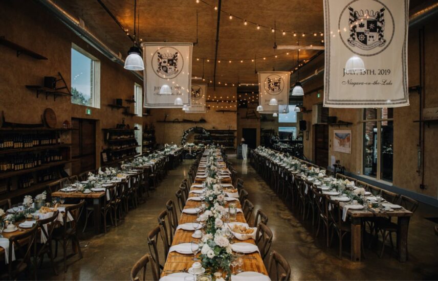 Wedding Reception Set-up in The Hare Wine Co. Retail room