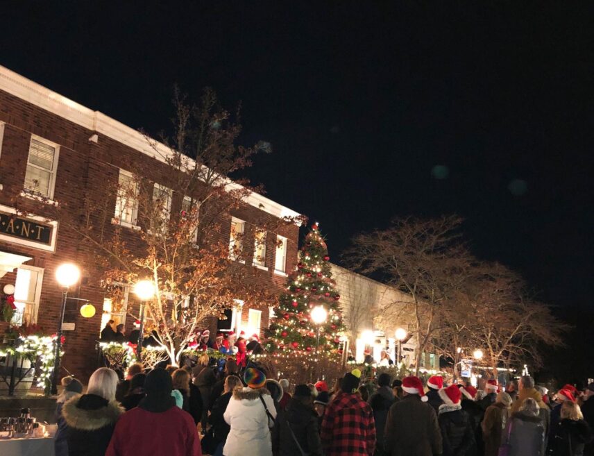 Tree lighting ceremony in Jordan’s Christmas Village.